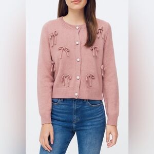 Luna Ivy Pink Bow Cardigan Sweater | Pearl Buttons | Coquette Style | Size Small